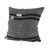 Sibyl 18L x 18W Black Fabric Striped and White Fringed Decorative Pillow Cover from Mercana - Luna Furniture