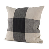 Raquel 18L x 18W Beige and Black Fabric Plaid Decorative Pillow Cover from Mercana - Luna Furniture