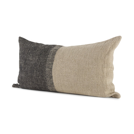 Isolde 14L x 26W Beige and Black Fabric Color Blocked Decorative Pillow Cover from Mercana - Luna Furniture