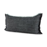 Malia 14L x 26W Black and Teal Fabric Fringed Decorative Pillow Cover from Mercana - Luna Furniture