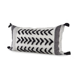Kimia 14L x 26W White and Black Fabric Herringbone and Fringed Decorative Pillow Cover from Mercana - Luna Furniture