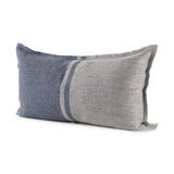 Aubrielle 14L x 26W Gray and Blue Fabric Color Blocked Decorative Pillow Cover from Mercana - Luna Furniture