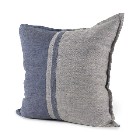 Aubrielle 20L x 20W Gray and Blue Fabric Color Blocked Decorative Pillow Cover from Mercana - Luna Furniture