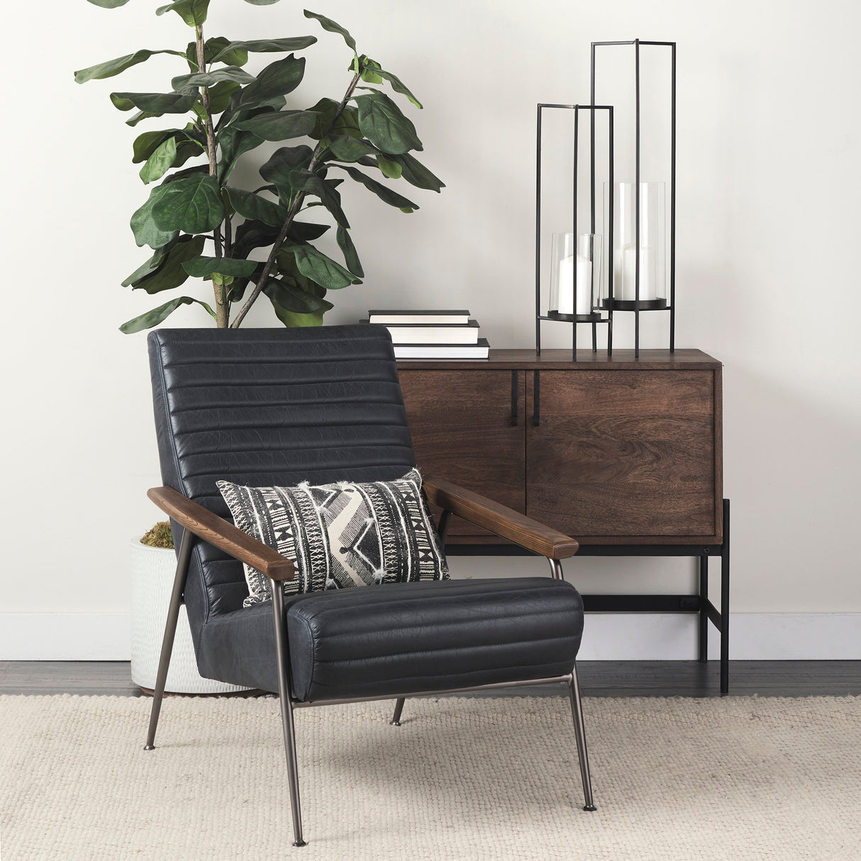 Abigail I Large Gunmetal Gray Metal Table Candle Holder from Mercana - Luna Furniture