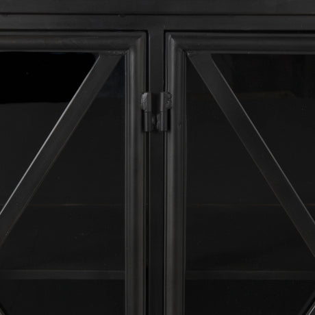 Poppy I 79x16 Black Metal With Glass Door Sideboard from Mercana - Luna Furniture