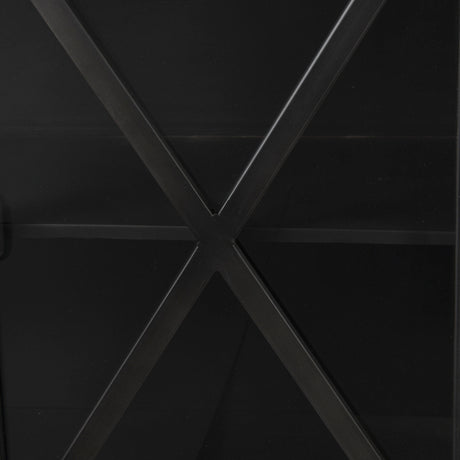 Poppy I 79x16 Black Metal With Glass Door Sideboard from Mercana - Luna Furniture