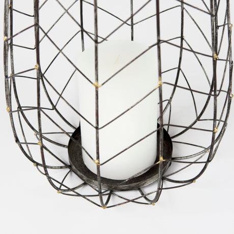 Petiole II Large Gold Toned Metal Table Candle Holder from Mercana - Luna Furniture