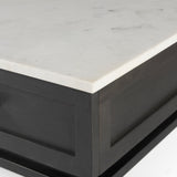 Divina Black-Brown Wood w/ White Marble Top and Black Metal Base 1 Drawer Side Table from Mercana - Luna Furniture