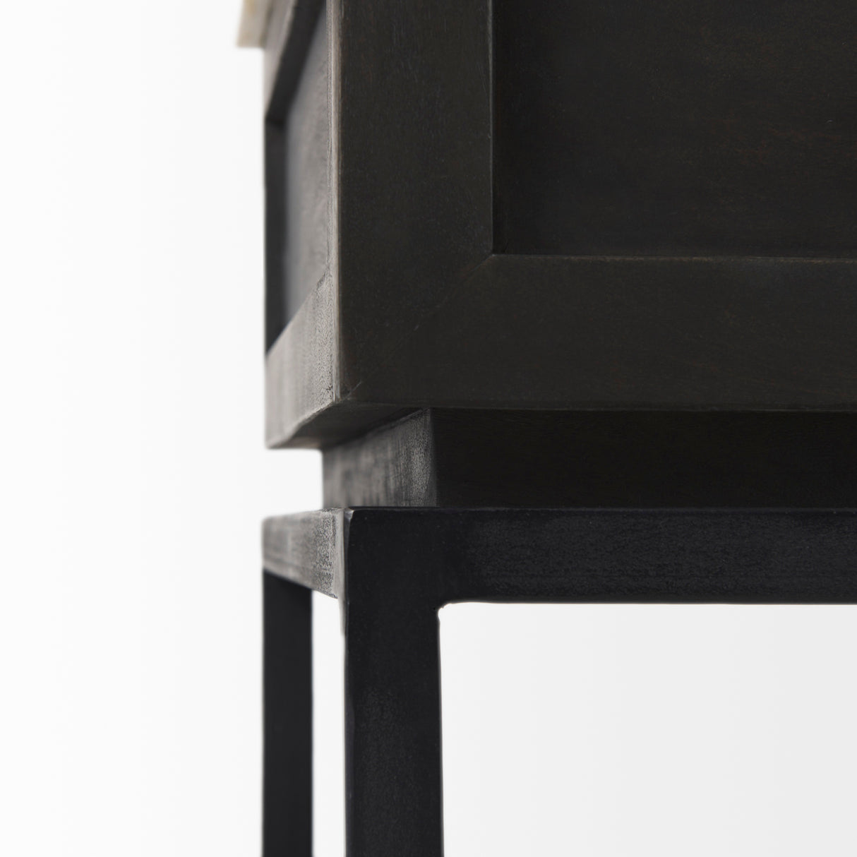 Divina Black-Brown Wood w/ White Marble Top and Black Metal Base 1 Drawer Side Table from Mercana - Luna Furniture