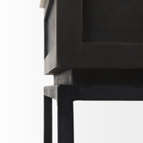 Divina Black-Brown Wood w/ White Marble Top and Black Metal Base 1 Drawer Side Table from Mercana - Luna Furniture