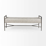 Charlotte 55.0L Gray Herringbone Fabric Seat w/ Antique Nickel Metal Frame Bench from Mercana - Luna Furniture
