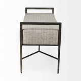 Charlotte 55.0L Gray Herringbone Fabric Seat w/ Antique Nickel Metal Frame Bench from Mercana - Luna Furniture