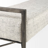 Charlotte 55.0L Gray Herringbone Fabric Seat w/ Antique Nickel Metal Frame Bench from Mercana - Luna Furniture