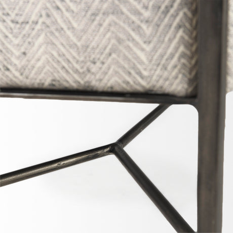 Charlotte 55.0L Gray Herringbone Fabric Seat w/ Antique Nickel Metal Frame Bench from Mercana - Luna Furniture