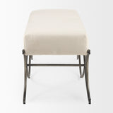 Ayla 55L x 17.6W x 18H Cream Fabric Seat W/ Antique Nickel Frame Bench from Mercana - Luna Furniture