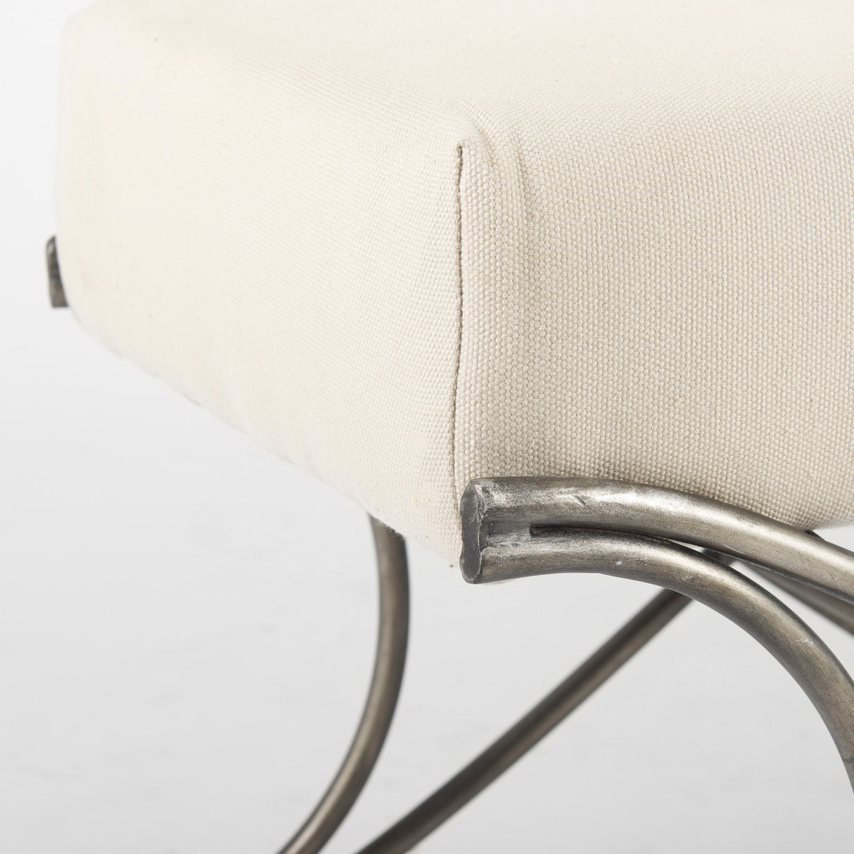 Ayla 55L x 17.6W x 18H Cream Fabric Seat W/ Antique Nickel Frame Bench from Mercana - Luna Furniture