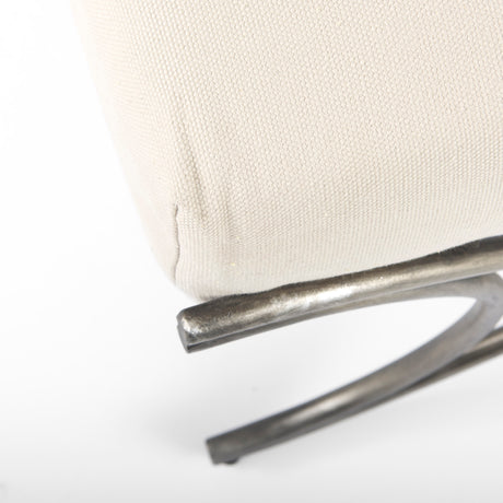 Ayla 55L x 17.6W x 18H Cream Fabric Seat W/ Antique Nickel Frame Bench from Mercana - Luna Furniture