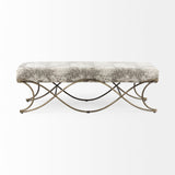 Ayla 55L x 17.6W x 18H Light and Dark Gray Fabric Seat W/ Antique Gold Metal Frame Bench from Mercana - Luna Furniture