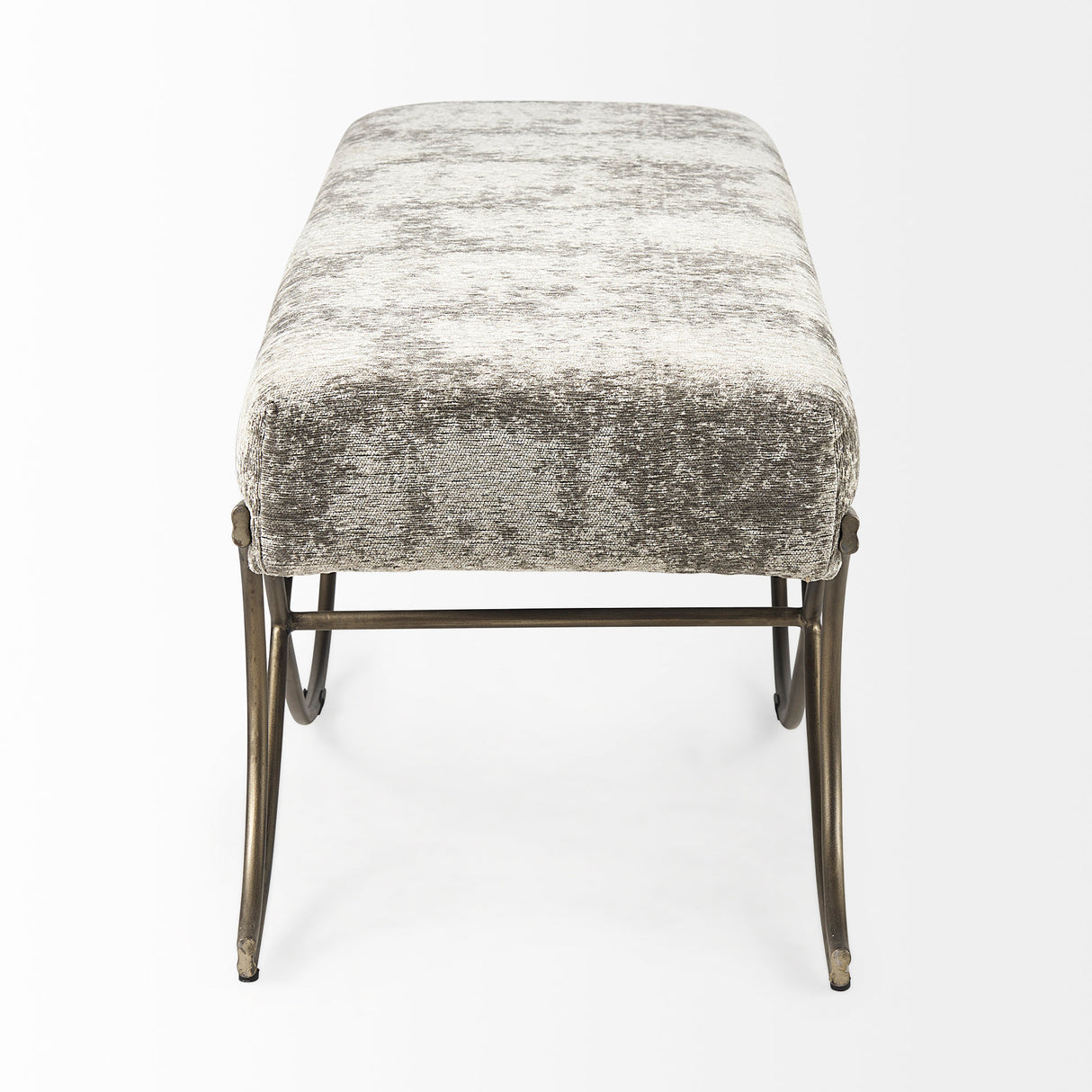 Ayla 55L x 17.6W x 18H Light and Dark Gray Fabric Seat W/ Antique Gold Metal Frame Bench from Mercana - Luna Furniture