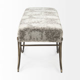 Ayla 55L x 17.6W x 18H Light and Dark Gray Fabric Seat W/ Antique Gold Metal Frame Bench from Mercana - Luna Furniture