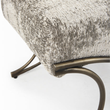 Ayla 55L x 17.6W x 18H Light and Dark Gray Fabric Seat W/ Antique Gold Metal Frame Bench from Mercana - Luna Furniture