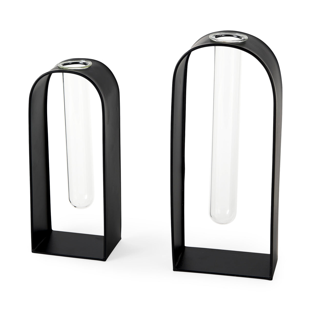 Boyer 5.1L x 3.0W x 12.0H Black Metal W/Glass Set of Two Test Tube Decorative Objects from Mercana - Luna Furniture