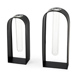 Boyer 5.1L x 3.0W x 12.0H Black Metal W/Glass Set of Two Test Tube Decorative Objects from Mercana - Luna Furniture