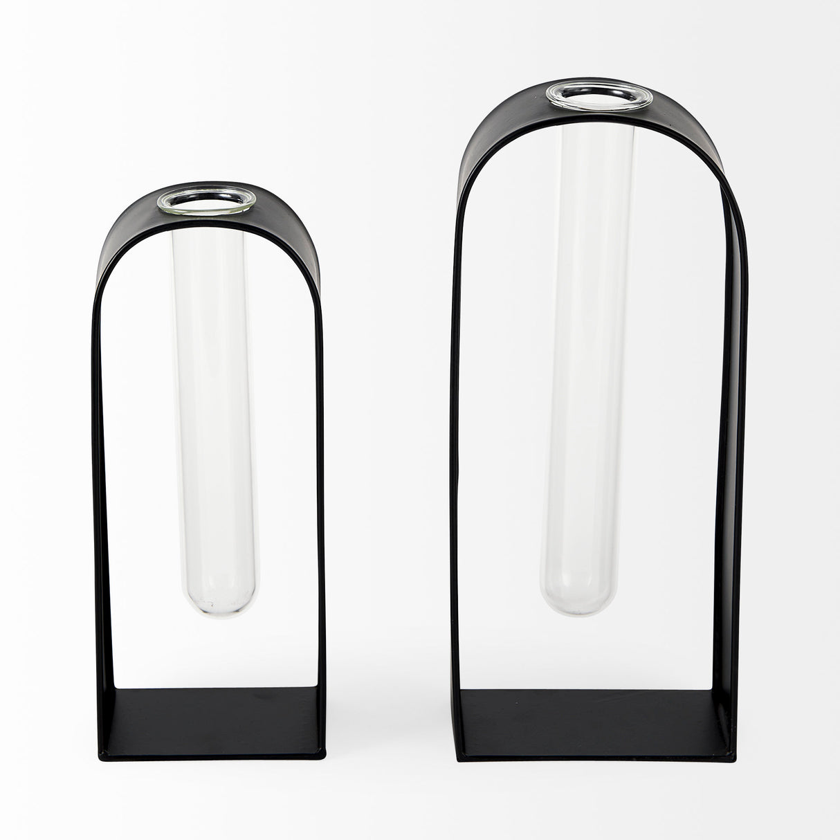 Boyer 5.1L x 3.0W x 12.0H Black Metal W/Glass Set of Two Test Tube Decorative Objects from Mercana - Luna Furniture
