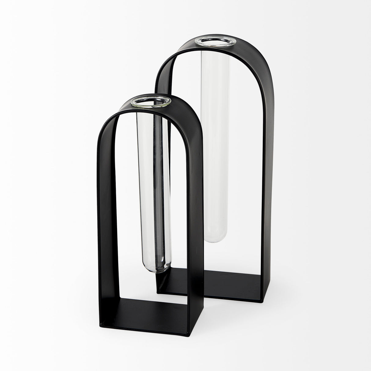 Boyer 5.1L x 3.0W x 12.0H Black Metal W/Glass Set of Two Test Tube Decorative Objects from Mercana - Luna Furniture