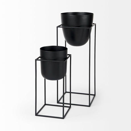 Bumble (Set of 2) 12L x 12W x 32H Black Plant Stands from Mercana - Luna Furniture