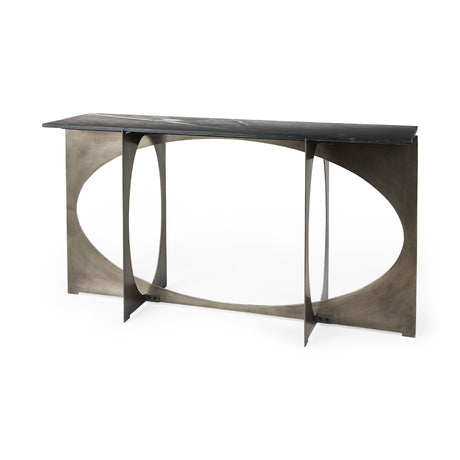Reinhold IV Black Marble Top Iron Console Table from Mercana - Luna Furniture