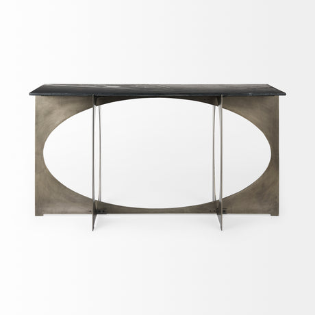 Reinhold IV Black Marble Top Iron Console Table from Mercana - Luna Furniture