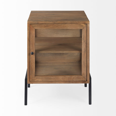 Arelius 20L x 18W x 26H Light Brown Wood W/ Black Metal Frame End/Side Table from Mercana - Luna Furniture