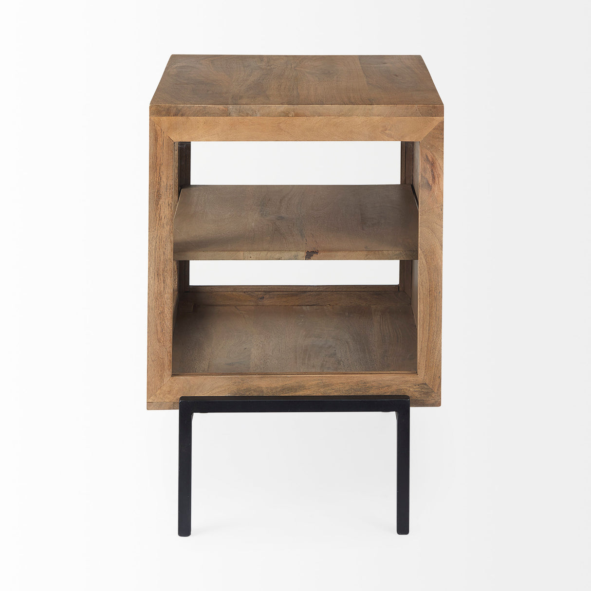 Arelius 20L x 18W x 26H Light Brown Wood W/ Black Metal Frame End/Side Table from Mercana - Luna Furniture