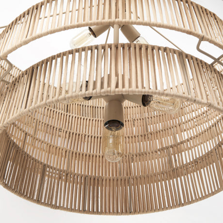 Marimba 40 L x 40 W x 24 H Natural Cane 6 Tier Chandelier from Mercana - Luna Furniture