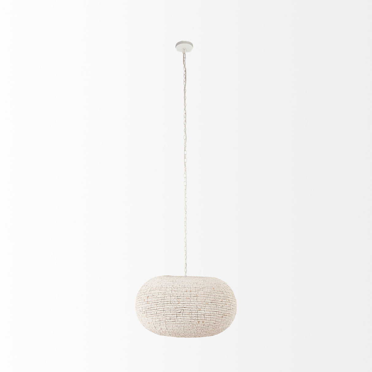 Theta 30.0 L x 30.0 W x 15.0 H White-Washed Beaded Chandelier from Mercana - Luna Furniture