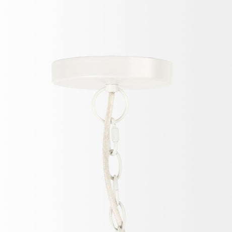 Theta 30.0 L x 30.0 W x 15.0 H White-Washed Beaded Chandelier from Mercana - Luna Furniture