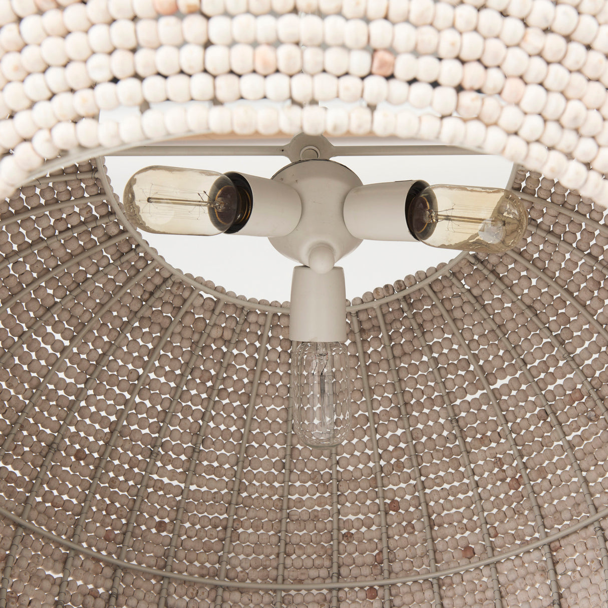 Theta 30.0 L x 30.0 W x 15.0 H White-Washed Beaded Chandelier from Mercana - Luna Furniture