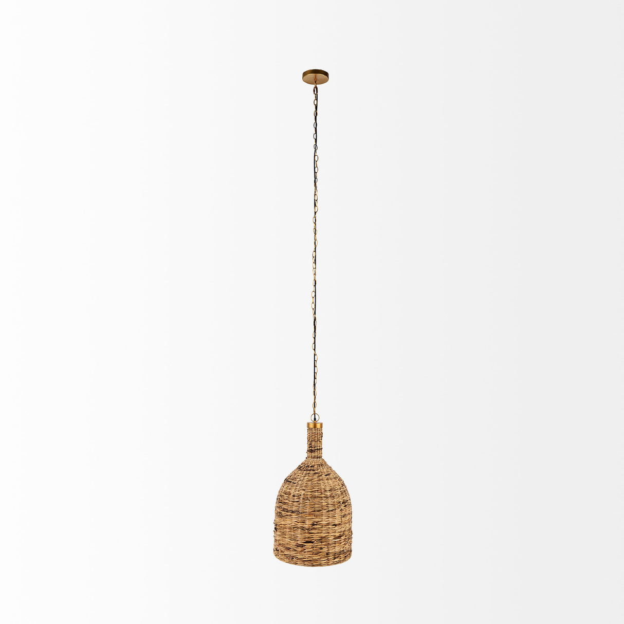 Campanile 16.0L x 16.0W x 27.0H Brown Whicker Pendant Light from Mercana - Luna Furniture
