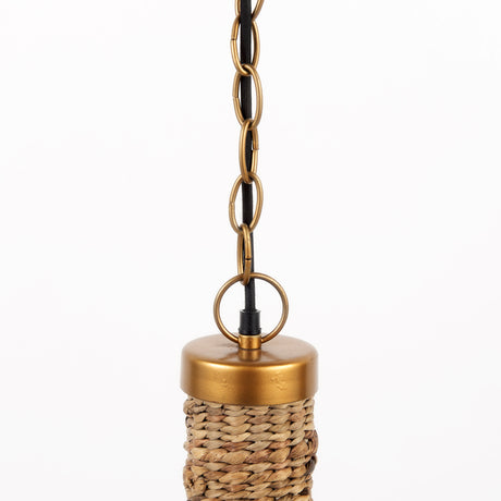 Campanile 16.0L x 16.0W x 27.0H Brown Whicker Pendant Light from Mercana - Luna Furniture