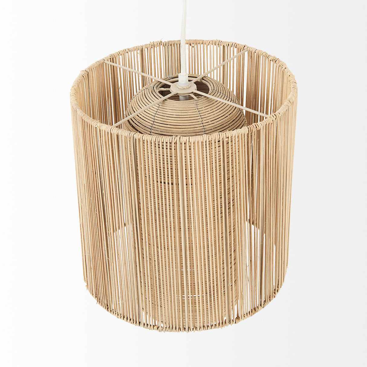 Aviario 14.2 L x 14.2 W x 14.2 H Natural Cane Cylindrical Pendant Light from Mercana - Luna Furniture