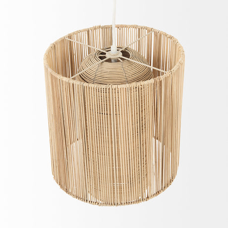 Aviario 14.2 L x 14.2 W x 14.2 H Natural Cane Cylindrical Pendant Light from Mercana - Luna Furniture