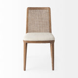 Clara Light Brown Wood W/ Cream Fabric Seat and Cane Back Armless Dining Chair, Set of 2 from Mercana - Luna Furniture
