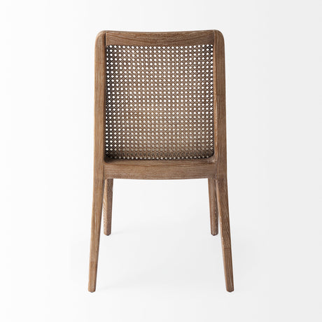 Clara Light Brown Wood W/ Cream Fabric Seat and Cane Back Armless Dining Chair, Set of 2 from Mercana - Luna Furniture