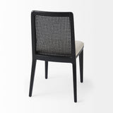 Clara Black Wood W/ Cream Fabric Seat and Cane Back Armless Dining Chair, Set of 2 from Mercana - Luna Furniture