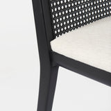 Clara Black Wood W/ Cream Fabric Seat and Cane Back Armless Dining Chair, Set of 2 from Mercana - Luna Furniture