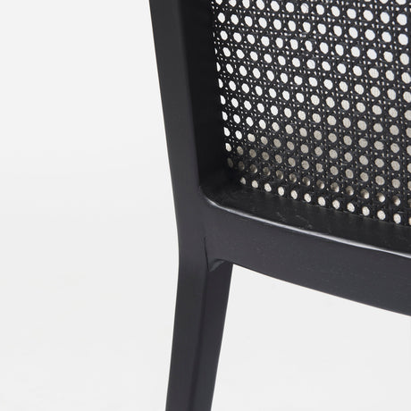 Clara Black Wood W/ Cream Fabric Seat and Cane Back Armless Dining Chair, Set of 2 from Mercana - Luna Furniture