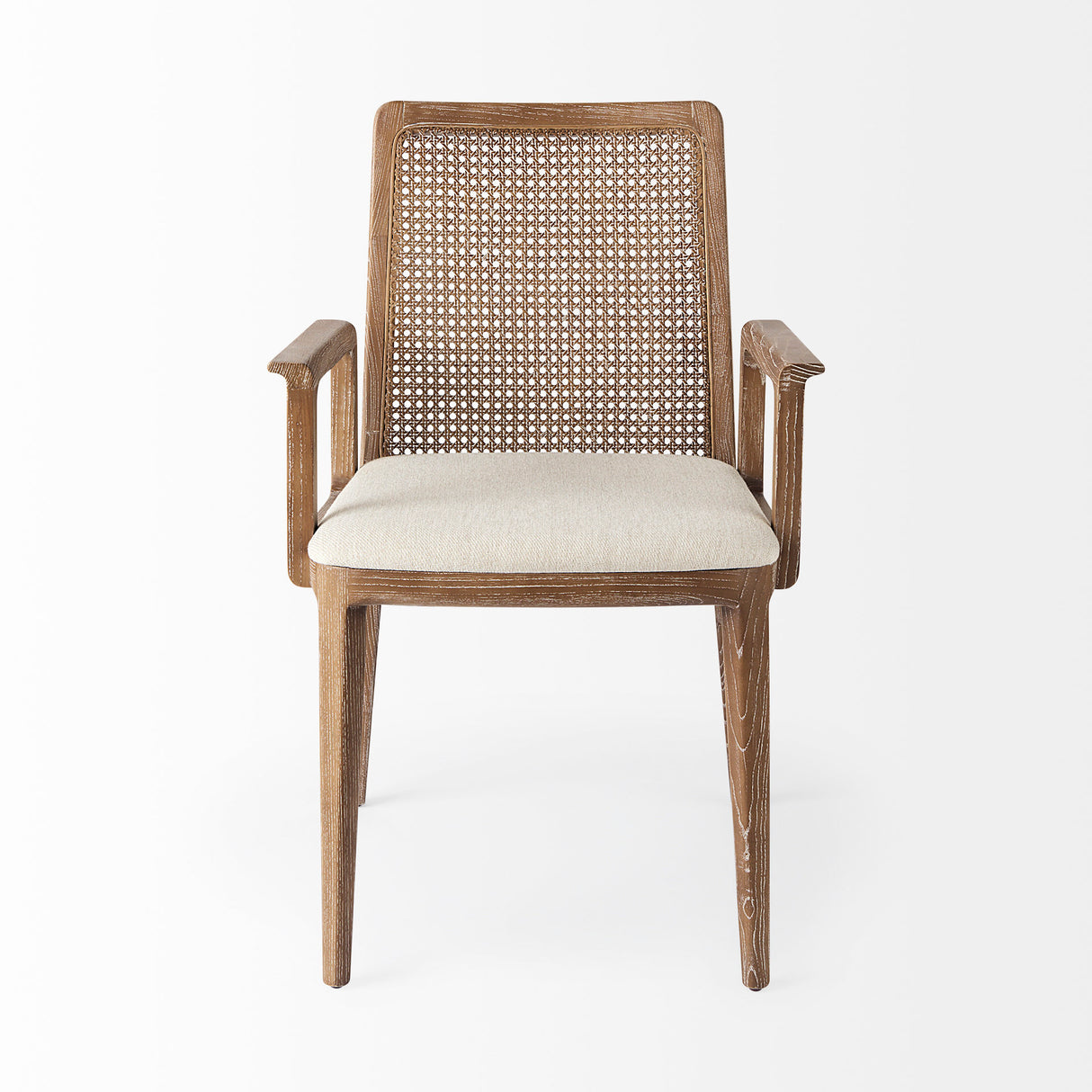 Clara Light Brown Wood W/ Cream Fabric Seat and Cane Back Dining Chair from Mercana - Luna Furniture