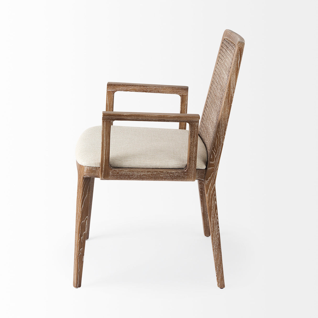 Clara Light Brown Wood W/ Cream Fabric Seat and Cane Back Dining Chair from Mercana - Luna Furniture