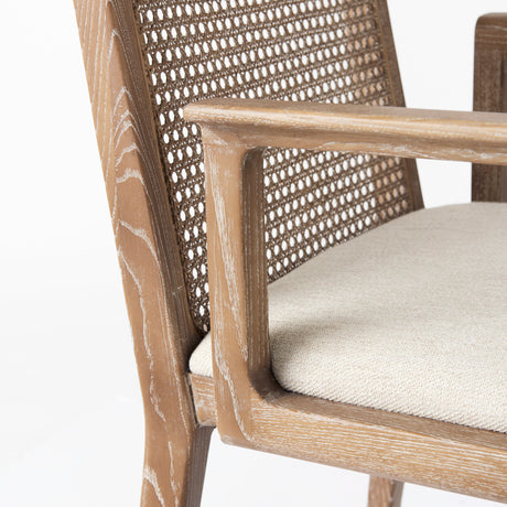 Clara Light Brown Wood W/ Cream Fabric Seat and Cane Back Dining Chair from Mercana - Luna Furniture